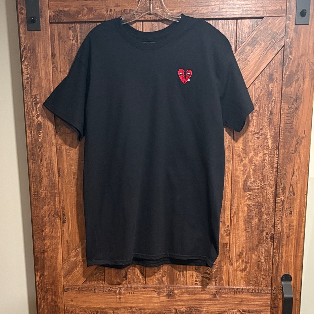 Riot Society Black Tee with Red Broken Heart
